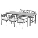 Gardeon Outdoor Dining Set 5 Piece Wooden Table Chairs Setting Grey-3