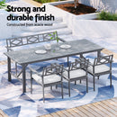 Gardeon Outdoor Dining Set 5 Piece Wooden Table Chairs Setting Grey-4