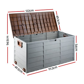 Gardeon Outdoor Storage Box 290L Lockable Organiser Garden Deck Shed Tool Brown - 0