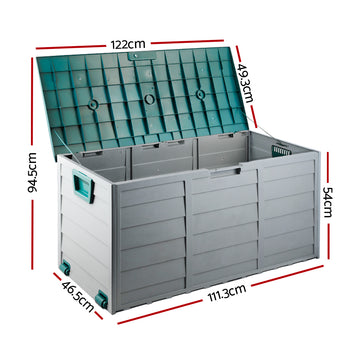 Gardeon Outdoor Storage Box 290L Lockable Organiser Garden Deck Shed Tool Green - 0