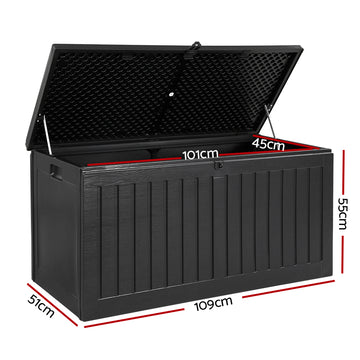 Gardeon Outdoor Storage Box 270L Container Lockable Garden Bench Tool Shed Black - 0