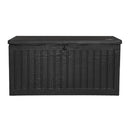 Gardeon Outdoor Storage Box 270L Container Lockable Garden Bench Tool Shed Black-3