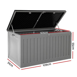Gardeon Outdoor Storage Box 270L Container Lockable Garden Bench Tool Shed Grey - 0