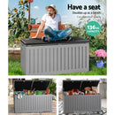 Gardeon Outdoor Storage Box 270L Container Lockable Garden Bench Tool Shed Grey-5