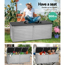Gardeon Outdoor Storage Box 390L Container Lockable Garden Bench Tools Toy Shed Black-5