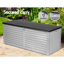 Gardeon Outdoor Storage Box 390L Container Lockable Garden Bench Tools Toy Shed Black-7