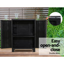 Gardeon Outdoor Storage Cabinet Box 92cm Lockable Cupboard Sheds Garage Adjustable Black-6