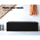 Artiss Storage Ottoman Blanket Box 140cm Leather Black-4