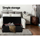 Artiss Storage Ottoman Blanket Box 97cm Leather Black-6