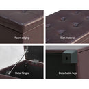 Artiss Storage Ottoman Blanket Box 97cm Leather Brown-4