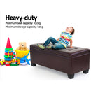 Artiss Storage Ottoman Blanket Box 97cm Leather Brown-6