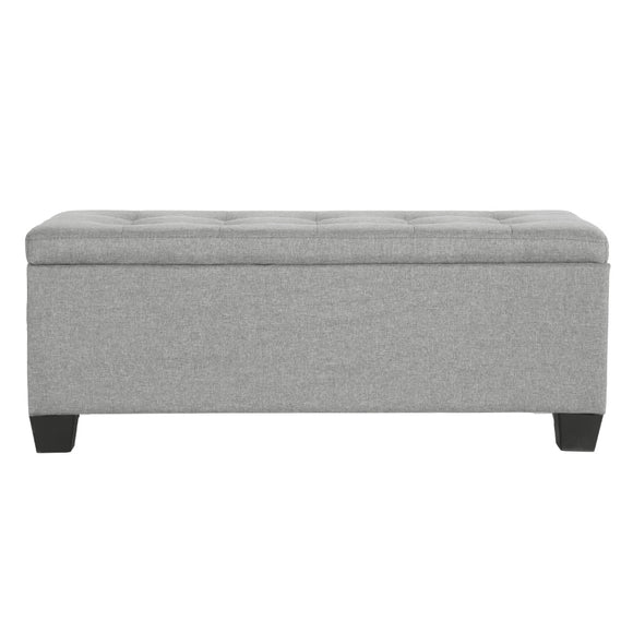 Artiss Storage Ottoman Blanket Box 97cm Linen Light Grey