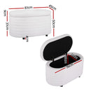 Artiss Storage Ottoman Blanket Box 87cm Boucle Fabric Oval-2