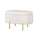 Artiss Storage Ottoman Blanket Box 87cm Velvet Oval White-1