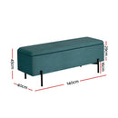 Artiss Storage Ottoman Blanket Box 140cm Velvet Green-2