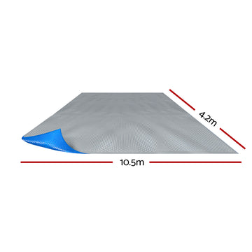 Aquabuddy Pool Cover 500 Micron 10.5x4.2m Swimming Pool Solar Blanket Blue Silver - 0