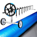 Aquabuddy Pool Cover 500 Micron 6.5x3m Silver Swimming Pool Solar Blanket 5.5m Blue Roller-1