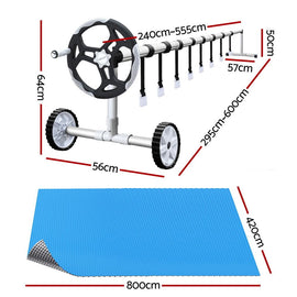 Aquabuddy Pool Cover 500 Micron 8x4.2m Silver Swimming Pool Solar Blanket 5.5m Roller - 0