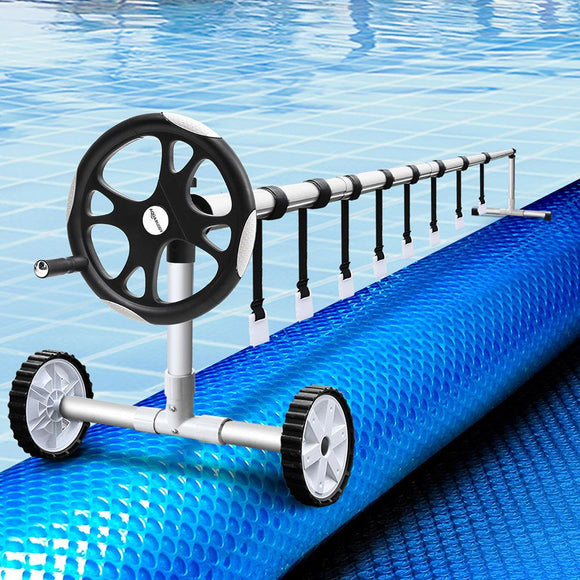 Aquabuddy Pool Cover 500 Micron 8x4.2m Blue Swimming Pool Solar Blanket 5.5m Roller