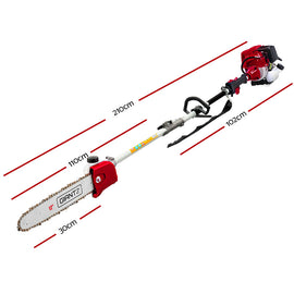 Giantz 4 Stroke Pole Chainsaw Petrol Hedge Trimmer Tree Pruner 12'' 7 In 1 - 0