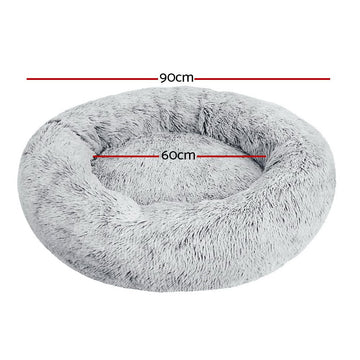 i.Pet Pet Bed Dog Cat 90cm Large Calming Soft Plush Light Charcoal - 0
