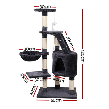 i.Pet Cat Tree 120cm Tower Scratching Post Scratcher Wood Condo House Bed Toys - 0