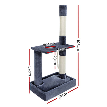 i.Pet Cat Tree 102cm Scratching Post Tower Scratcher Condo House Board Grey - 0