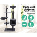 i.Pet Cat Tree 140cm Tower Scratching Post Scratcher Trees Toys Condo Bed Grey-3