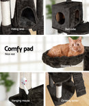 i.Pet Cat Tree 193cm Tower Scratching Post Scratcher Condo House Trees Grey-7