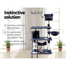 i.Pet Cat Tree 141cm Tower Scratching Post Scratcher Condo Wood House Bed Grey-5