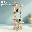 i.Pet Cat Tree 203cm Tower Scratching Post Scratcher Condo Trees House Bed Beige-4
