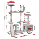 i.Pet Cat Tree 135cm Tower Scratching Post Scratcher Wood Condo House Toys Grey-2