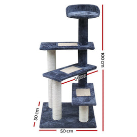 i.Pet Cat Tree 100cm Scratching Post Scratcher Tower Wood Condo House Trees Bed - 0
