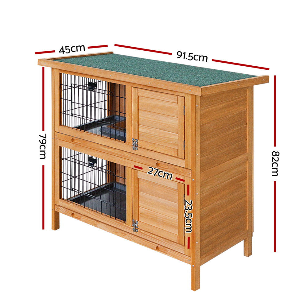 i.Pet Rabbit Hutch Chicken Coop 91.5cm x 45cm x 82cm Chicken Coop Large Wooden House Run Cage - 0