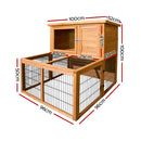 i.Pet Chicken Coop Rabbit Hutch 96cm x 96cm x 100cm Large Chicken Coop Run Wooden Cage Outdoor House-2