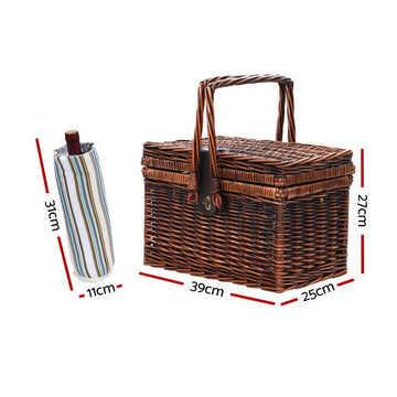 Alfresco 4 Person Picnic Basket Set Folding Insulated bag - 0