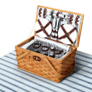 Alfresco 4 Person Picnic Basket Set Wooden Blanket Bag Insulated-1