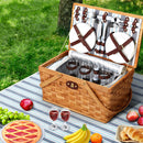 Alfresco 4 Person Picnic Basket Set Wooden Blanket Bag Insulated-7