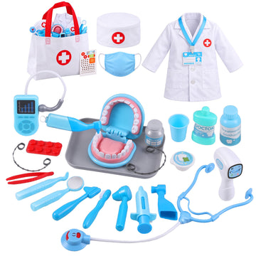 Keezi Kids Doctor Play Set Pretend Dentist Play Set Toy Medical Kits 30PCS - 0