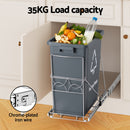 Cefito Pull Out Bin Kitchen Cabinet Slide Garbage Rubbish Bins Basket 40L Grey-6