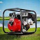 Giantz Petrol Water Pump 7HP Max, 2" High Flow 4-Stroke Engine Transfer Fire Fighting Pumps Rain Tank Oil Irrigation Garden Farm Pond Outdoor Irrigations, w Hose Fittings Inlet Filter Rubber Feet Red-1
