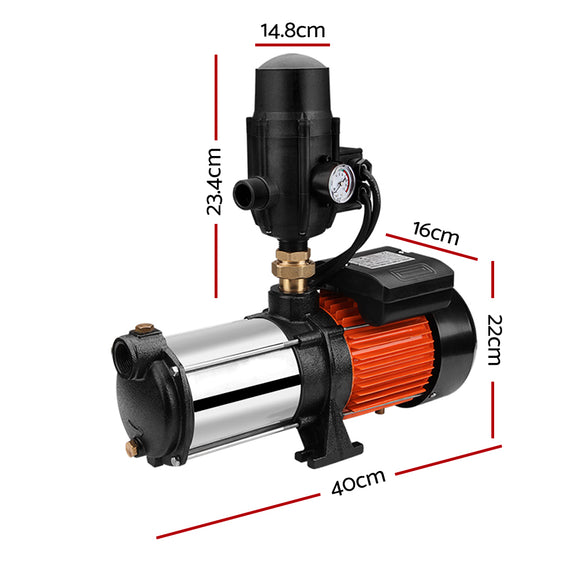 Giantz 1800W Max 5-Stage Garden Water Pump High Pressure Irrigation Booster Pump, Automatic Multi-Stage External Sprinkler Pump for Rainwater Tank Transfer, Home Farm Lawn, Black