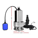 Giantz 1800W Max. Submersible Dirty Water Pump Bore Tank Well Steel Automatic Clean-2
