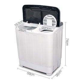 Devanti Portable Washing Machine Twin Tub 4.6KG White - 0