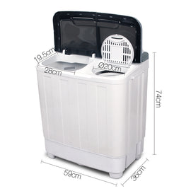 Devanti Portable Washing Machine Twin Tub 5KG White - 0