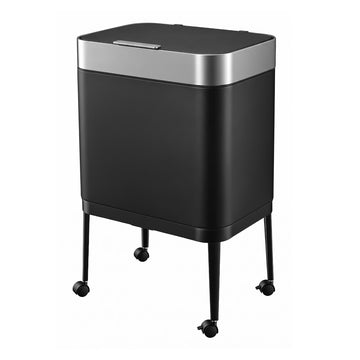 Cefito 40L Press Top Trash Can Kitchen Rubbish Bin Moblie Stainless Steel Black - 0