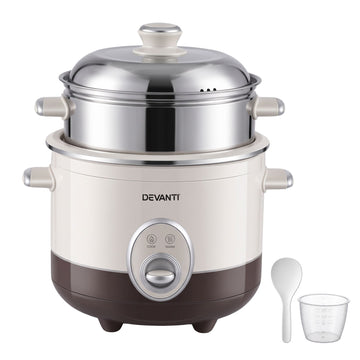 Devanti 3L Rice Cooker Small 6 Cup Multi Cooker with Steamer - 0