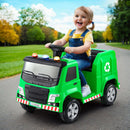 Rigo Kids Ride On Car Garbage Truck Police Light 12V Electric Toys Cars Green-7