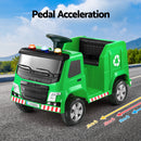 Rigo Kids Ride On Car Garbage Truck Police Light 12V Electric Toys Cars Green-6