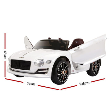 Kids Electric Ride On Car Bentley Licensed EXP12 Toy Cars Remote 12V White - 0